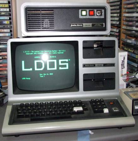 Ian Mavric 48K-Model-III-Hard-disk-system with-hi-res-green-screen-and-IBM-double-sided Floppy drives, Cairnlea-VIC